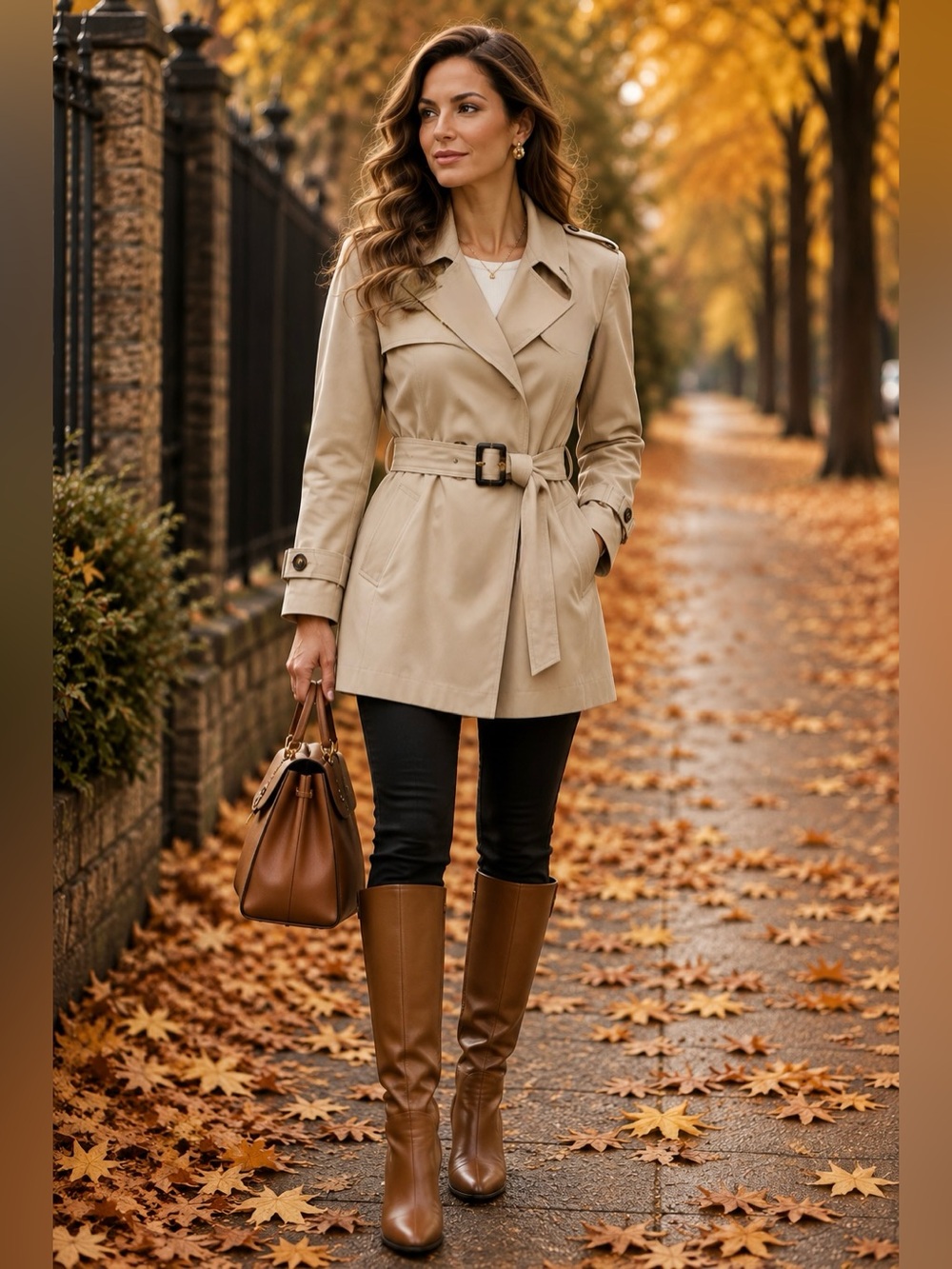 Roz & Ali Beige Trench Coat Belted Jacket Women’s Size Large